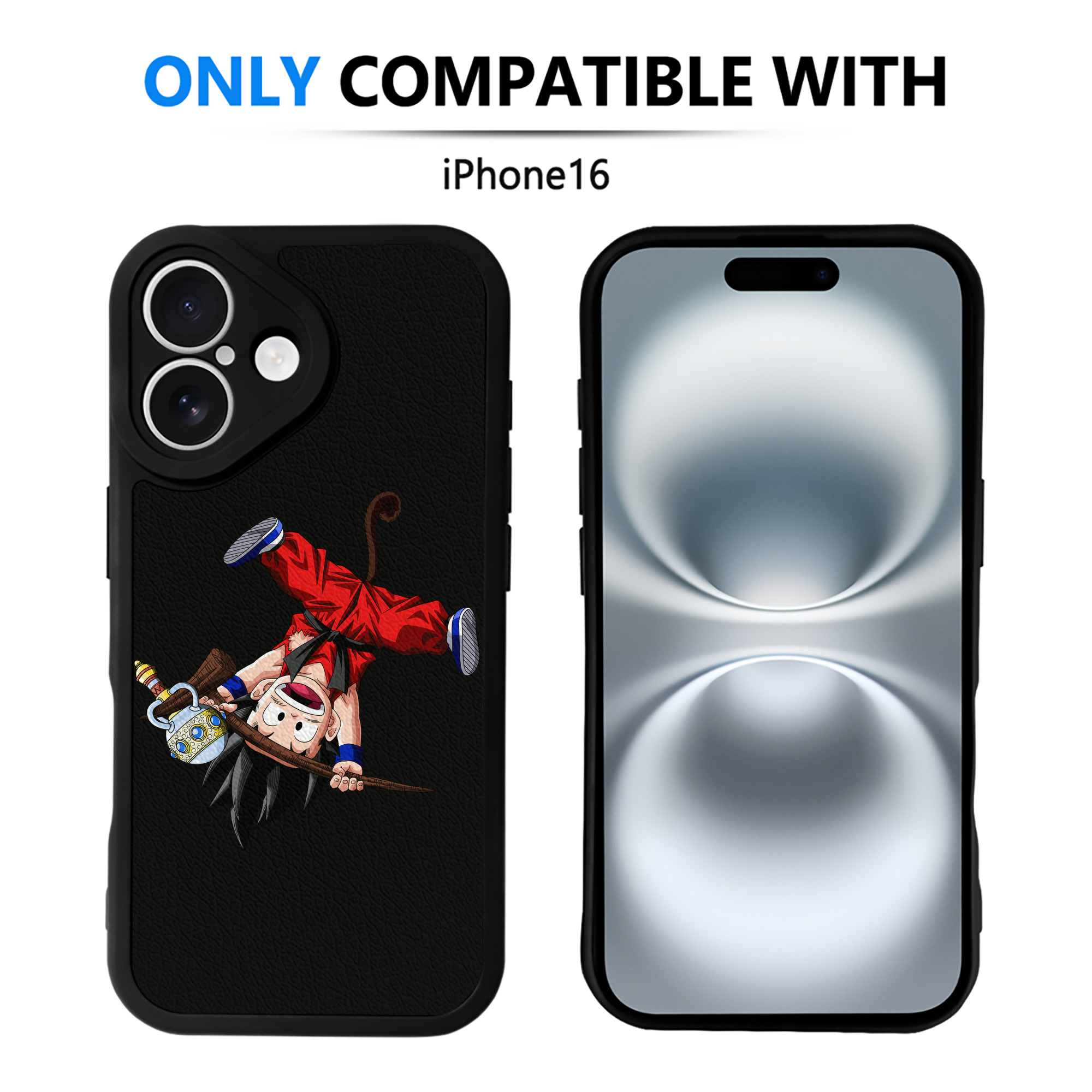 （画像用） ドラゴンボール 孫悟空（そん ごくう）Son Goku カカロット DRAGON BALL Kakarotto 【iPhone 16シリーズ対応】シリコンスマホケース（レザー調） 材質：シリコン